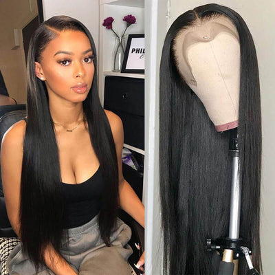 Geeta Long Straight Hair 13x6 HD Lace Frontal Wig Natural Hairline With Baby Hair 100% Virgin Human Hair Wig - GeetaHair