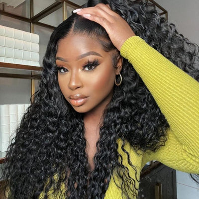 Glueless 13x4/6x4.5 Water Wave Pre Cut HD Transaparent Lace Human Hair Wigs With Breathable Cap Air Wig - Geeta Hair - GeetaHair