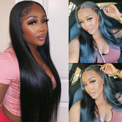 Geeta Long Straight Hair 13x6 HD Lace Frontal Wig Natural Hairline With Baby Hair 100% Virgin Human Hair Wig - GeetaHair