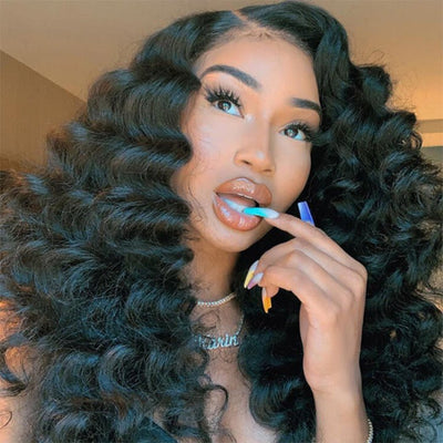 Loose Deep Wave 360 HD Transparent Lace Front Wig Pre Plucked Natural Color Human Hair Wigs - GeetaHair