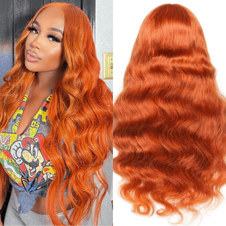 Orange Ginger Wig Body Wave 13x4 HD Lace Front Wigs Pre Plucked Natural Hairline Glueless Real Human Hair Wig - Geeta Hair - GeetaHair