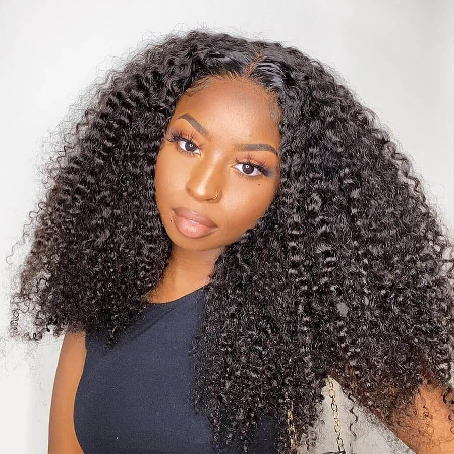 Pre Plucked Kinky Curly Hair Natural Color 13x6 HD Transparent Lace Front Wig For Black Women - Geeta Hair - GeetaHair