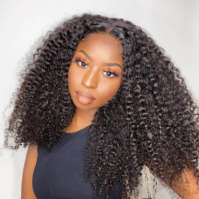 Pre Plucked Kinky Curly Hair Natural Color 13x6 HD Transparent Lace Front Wig For Black Women - Geeta Hair - GeetaHair