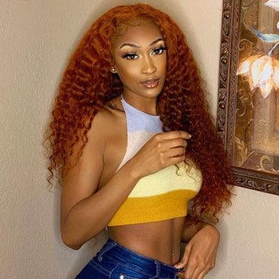 Ginger Color Wig Curly Hair 13x4 HD Lace Front Wig 100% Virgin Human Hair Wig Natural Hairline With Baby Hair - Geeta Hair - GeetaHair