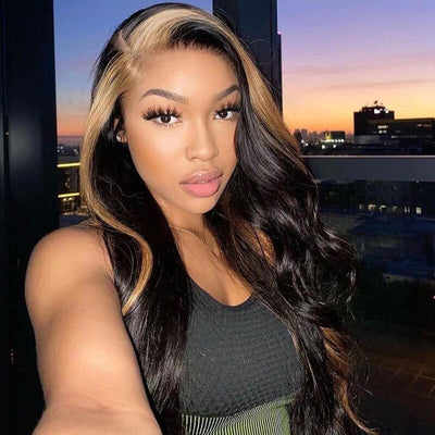 Skunk Stripe Wig Body Wave Hair Highlight TL27 Ombre Color 13x4 HD Lace Front Wig 100% Virgin Human Hair Wig - Geeta Hair - GeetaHair