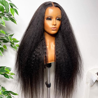 Natural Hairline Kinky Straight Hair 13x6 HD Transparent Lace Fornt Virgin Human Hair Wig - Geeta Hair - GeetaHair