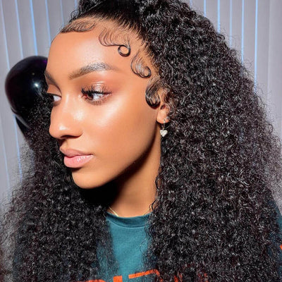 Pre Plucked Kinky Curly Hair Natural Color 13x6 HD Transparent Lace Front Wig For Black Women - Geeta Hair - GeetaHair