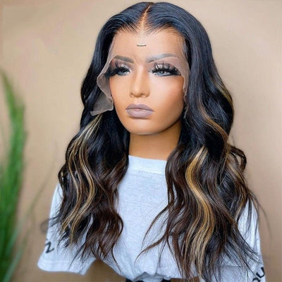 Xmas Sale Balayage Blonde Body Wave 13x4/4x4 HD Lace Front Wig For Women Highlight Pre Plucked Hairline Human Hair Wigs - GeetaHair