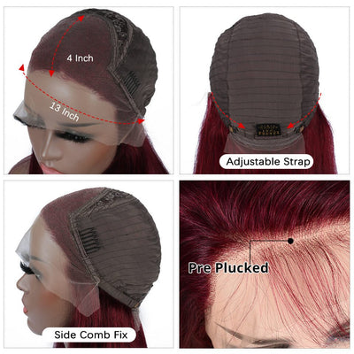 Tax Return Sale 99J Burgundy Curly Hair HD Lace Wig 13x4 Lace Front Wigs Pre Plucked Hairline With Baby Hair 100% Human Hair Wig - Geeta Hair - GeetaHair