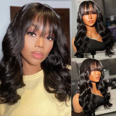 Put On&Go Body Wave Glueless 5x5 HD Lace Wig With bangs Easy to Wear Lace Human Hair Wigs - GeetaHair - GeetaHair