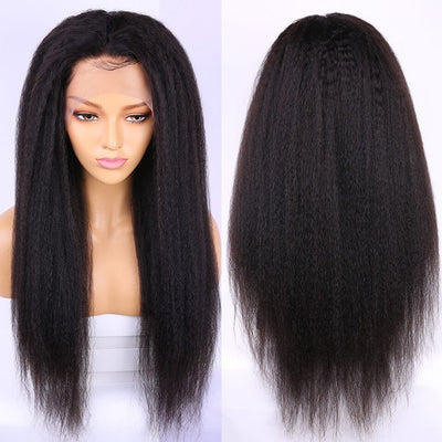 Glueless 13x4 HD Lace Frontal Wigs Kinky Straight Human Hair Wig with Baby Hair Pre Plucked Natural Hairline - Geeta hair - GeetaHair
