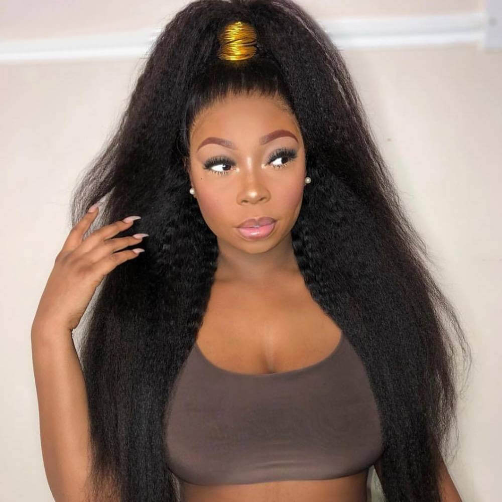 Natural Hairline Kinky Straight Hair 13x6 HD Transparent Lace Fornt Virgin Human Hair Wig - Geeta Hair - GeetaHair