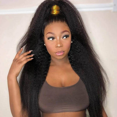 Natural Hairline Kinky Straight Hair 13x6 HD Transparent Lace Fornt Virgin Human Hair Wig - Geeta Hair - GeetaHair