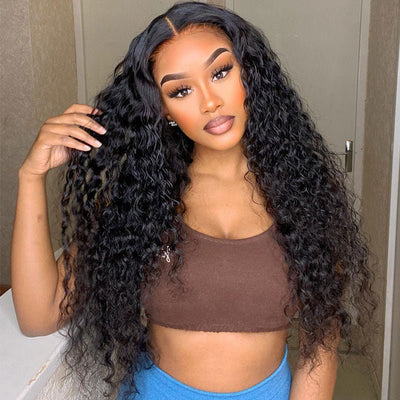 Water Wave Wig 13x4 HD Lace Front Wig Pre Plucked Headline 100% Real Human Hair Wig - Geetahair - GeetaHair