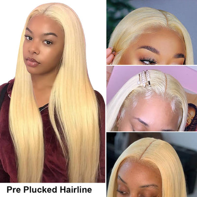 Straight Hair 613 Blonde Frontal Wig 13x4 HD Lace Front Human Hair Wigs Pre Plucked Hairline - Geeta Hair - GeetaHair