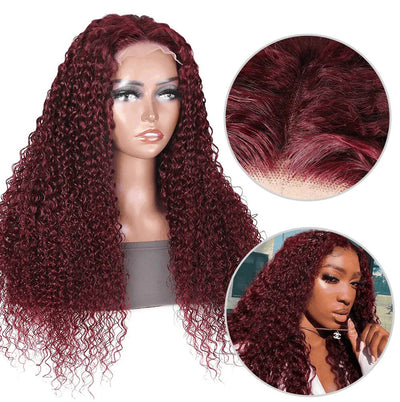 Tax Return Sale 99J Burgundy Curly Hair HD Lace Wig 13x4 Lace Front Wigs Pre Plucked Hairline With Baby Hair 100% Human Hair Wig - Geeta Hair - GeetaHair
