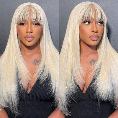 Put On&Go Layered Straight Glueless 5x5 HD Lace Wig With bangs Easy to Wear Human Hair Wigs 180% Density - Geeta Hair - GeetaHair