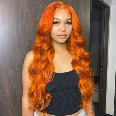 Orange Ginger Wig Body Wave 13x4 HD Lace Front Wigs Pre Plucked Natural Hairline Glueless Real Human Hair Wig - Geeta Hair - GeetaHair