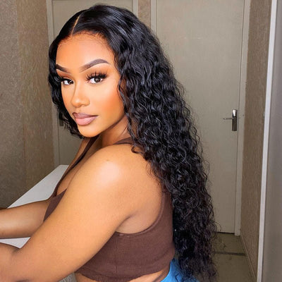 Water Wave Wig 13x4 HD Lace Front Wig Pre Plucked Headline 100% Real Human Hair Wig - Geetahair - GeetaHair