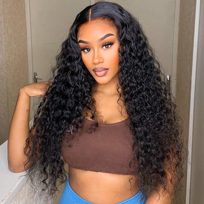 Water Wave Wig 13x4 HD Lace Front Wig Pre Plucked Headline 100% Real Human Hair Wig - Geetahair - GeetaHair