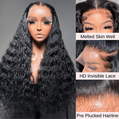 Water Wave Wig 13x4 HD Lace Front Wig Pre Plucked Headline 100% Real Human Hair Wig - Geetahair - GeetaHair