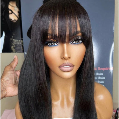 Glueless Straight 5x5 HD Lace Wig With bangs Easy to Wear Human Hair Wigs 180% Density - Geeta Hair - GeetaHair