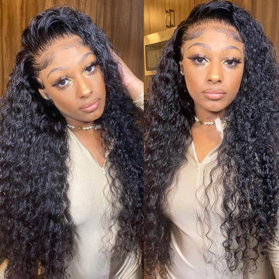 Water Wave 13x6 HD Lace Frontal Wig Natural Pre Plucked Headline 100% Virgin Human Hair Wigs - Geeta Hair - GeetaHair