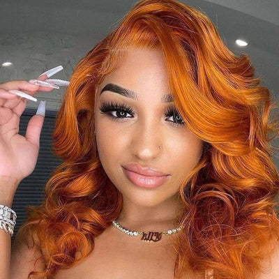 Orange Ginger Wig Body Wave 13x4 HD Lace Front Wigs Pre Plucked Natural Hairline Glueless Real Human Hair Wig - Geeta Hair - GeetaHair