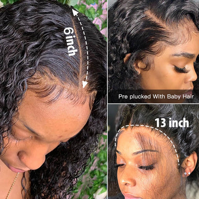 Water Wave 13x6 HD Lace Frontal Wig Natural Pre Plucked Headline 100% Virgin Human Hair Wigs - Geeta Hair - GeetaHair