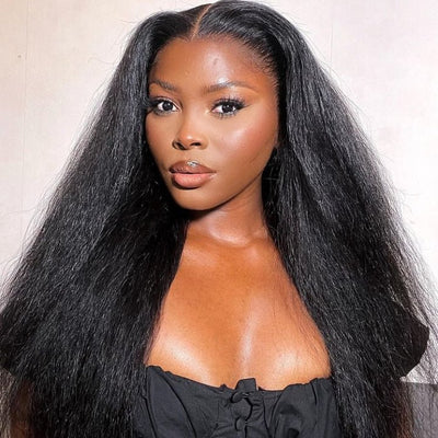 Glueless 13x4 HD Lace Frontal Wigs Kinky Straight Human Hair Wig with Baby Hair Pre Plucked Natural Hairline - Geeta hair - GeetaHair