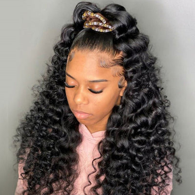 Loose Deep Wave 360 HD Transparent Lace Front Wig Pre Plucked Natural Color Human Hair Wigs - GeetaHair