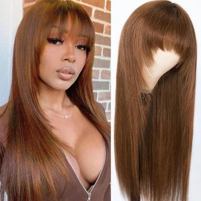 Put On&Go Layered Straight Glueless 5x5 HD Lace Wig With bangs Easy to Wear Human Hair Wigs 180% Density - Geeta Hair - GeetaHair