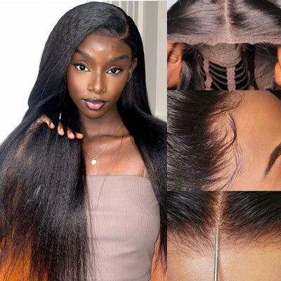 Wear Go Glueless Wigs Kinky Straight Pre Cut HD Transaparent Lace Human Hair Wigs With Breathable Wear & Go Pre Plucked Hairline Cap Air Wig - Geeta Hair - GeetaHair