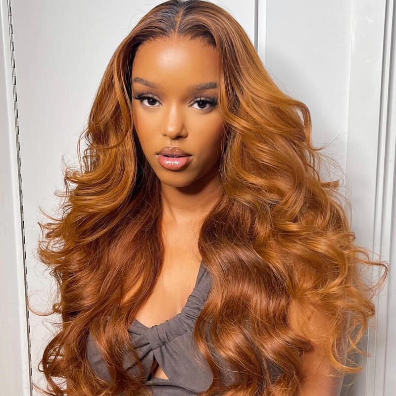 Spring Sale Ombre Brown Body Wave Human Hair HD Lace Front Wigs/Glueless 4x4 Closure Wigs Pre Plucked Hairline With Baby Hair - Geeta Hair - GeetaHair