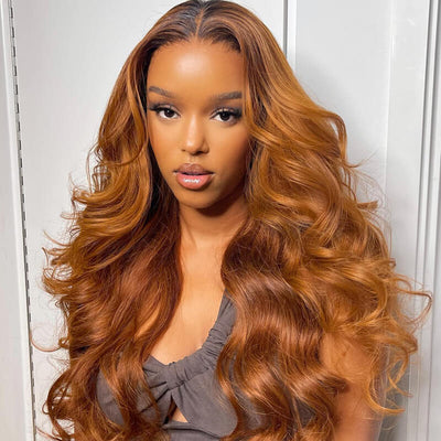 Spring Sale Ombre Brown Body Wave Human Hair HD Lace Front Wigs/Glueless 4x4 Closure Wigs Pre Plucked Hairline With Baby Hair - Geeta Hair - GeetaHair