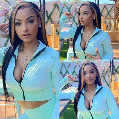 Skunk Stripe Wig Body Wave Hair Highlight TL27 Ombre Color 13x4 HD Lace Front Wig 100% Virgin Human Hair Wig - Geeta Hair - GeetaHair