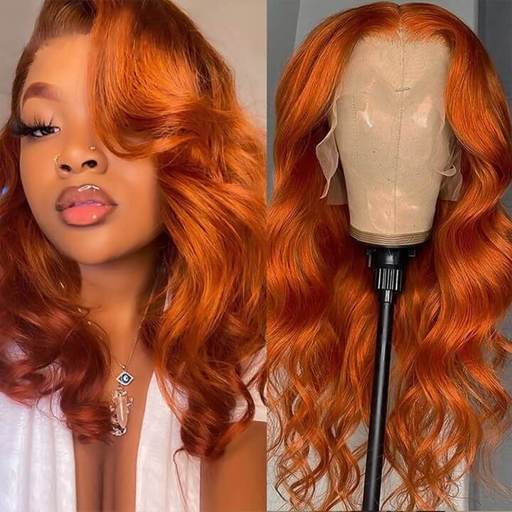 Orange Ginger Wig Body Wave 13x4 HD Lace Front Wigs Pre Plucked Natural Hairline Glueless Real Human Hair Wig - Geeta Hair - GeetaHair