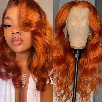 Orange Ginger Wig Body Wave 13x4 HD Lace Front Wigs Pre Plucked Natural Hairline Glueless Real Human Hair Wig - Geeta Hair - GeetaHair