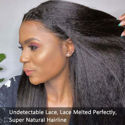 Wear Go Glueless Wigs Kinky Straight Pre Cut HD Transaparent Lace Human Hair Wigs With Breathable Wear & Go Pre Plucked Hairline Cap Air Wig - Geeta Hair - GeetaHair