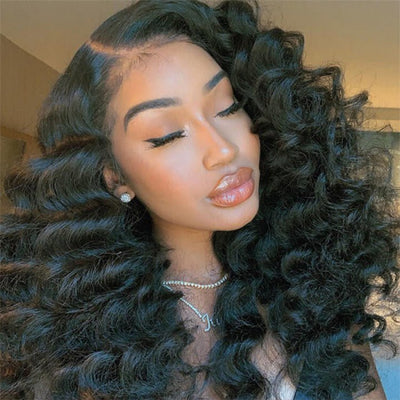 Loose Deep Wave 360 HD Transparent Lace Front Wig Pre Plucked Natural Color Human Hair Wigs - GeetaHair