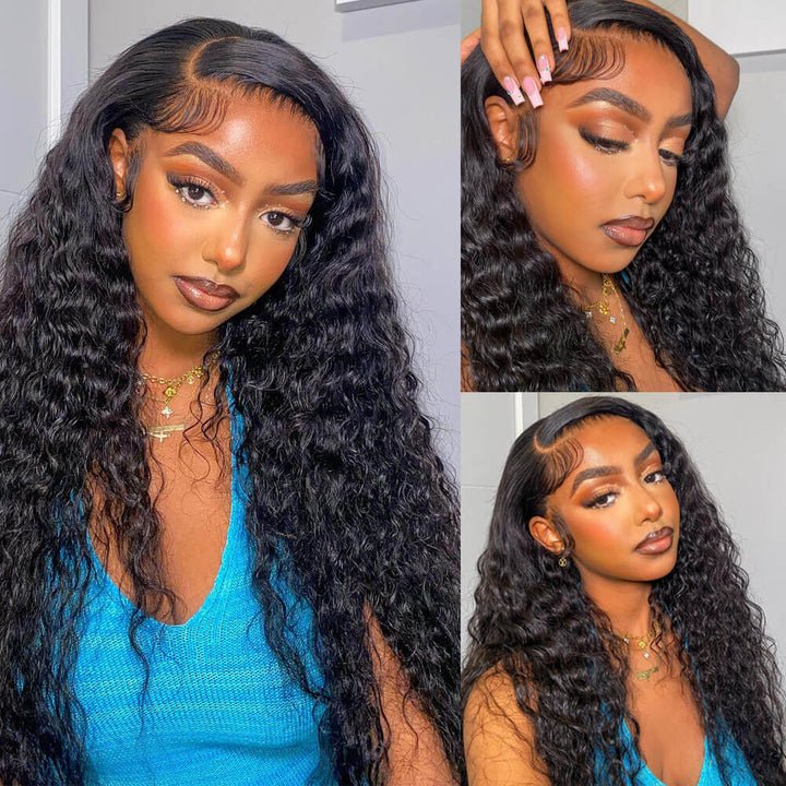 13x4 HD Transparent Lace Front Deep Wave Natural Black Human Hair Wig Pre Plucked Hairline With Baby Hair - Geeta Hair - GeetaHair