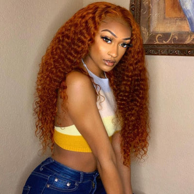 Ginger Color Wig Curly Hair 13x4 HD Lace Front Wig 100% Virgin Human Hair Wig Natural Hairline With Baby Hair - Geeta Hair - GeetaHair