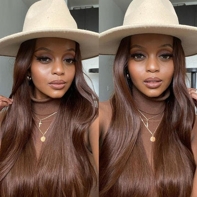 Chestnut Brown Straight Lace Front Wig 13x4 HD Lace Frontal/4x4 Lace Closure 100% Virgin Hunam Hair Wigs - Geeta hair - GeetaHair