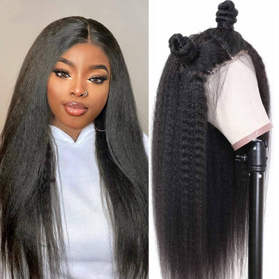 Over $101 Save $100: Natural Hairline Kinky Straight Hair 13x6 Lace Fornt Wig - Christmas Flash Sale - GeetaHair