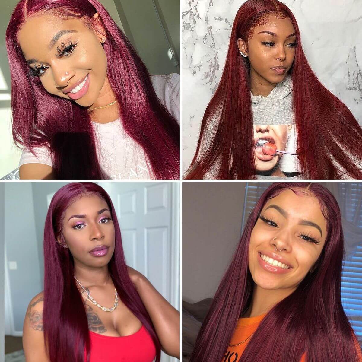 99J Burgundy Color Straight Hair 13x4 HD Lace Front Wigs/4x4 HD Lace Closure Wig Pre Plucked Hairline Real Human Hair Wigs - Geeta Hair - GeetaHair
