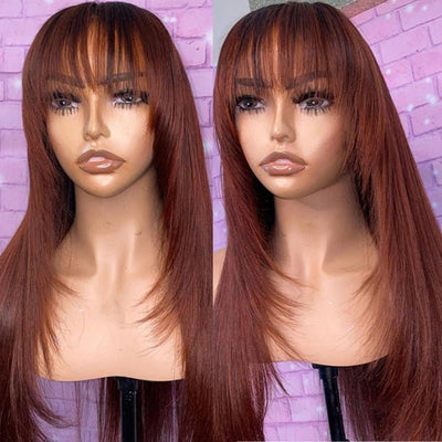Put On&Go Layered Straight Glueless 5x5 HD Lace Wig With bangs Easy to Wear Human Hair Wigs 180% Density - Geeta Hair - GeetaHair