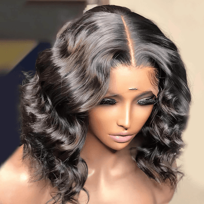 Glueless 13x4/6x4.5 Shoulder Loose Wave Pre Cut HD Transaparent Lace Human Hair Wigs Wear & Go Pre Plucked Hairline Bob Wigs - Geeta Hair - GeetaHair