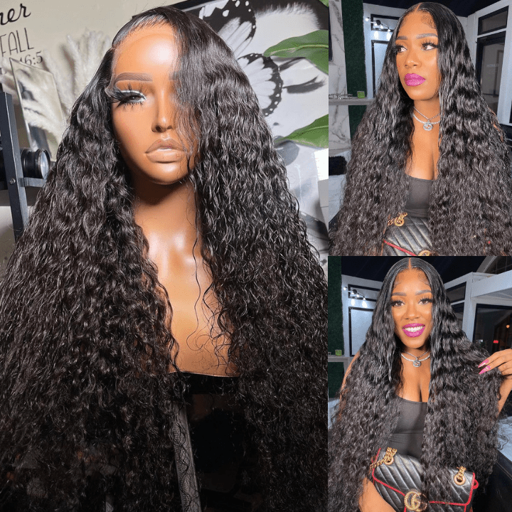 Water Wave Wig 13x4 HD Lace Front Wig Pre Plucked Headline 100% Real Human Hair Wig - Geetahair - GeetaHair