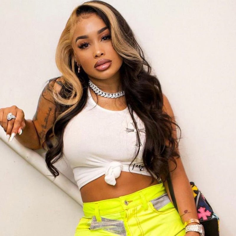 Skunk Stripe Wig Body Wave Hair Highlight TL27 Ombre Color 13x4 HD Lace Front Wig 100% Virgin Human Hair Wig - Geeta Hair - GeetaHair