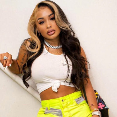 Skunk Stripe Wig Body Wave Hair Highlight TL27 Ombre Color 13x4 HD Lace Front Wig 100% Virgin Human Hair Wig - Geeta Hair - GeetaHair